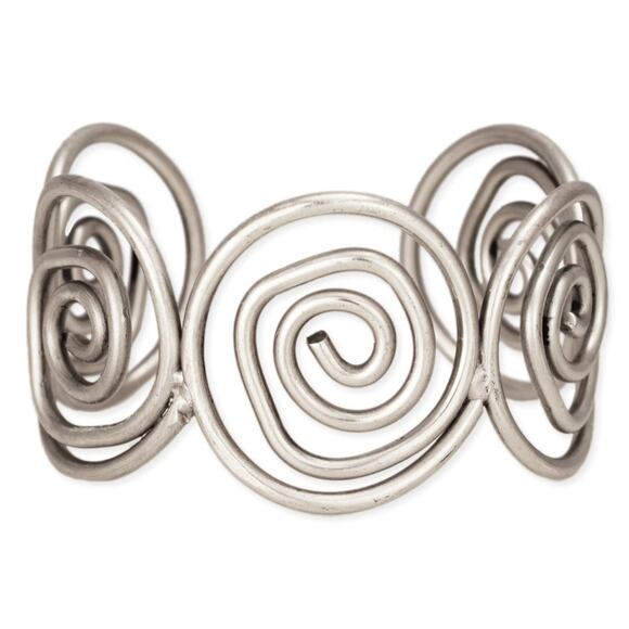 Boho Chic Silver Wire Swirl Cuff Bracelet - Picture 1 of 1